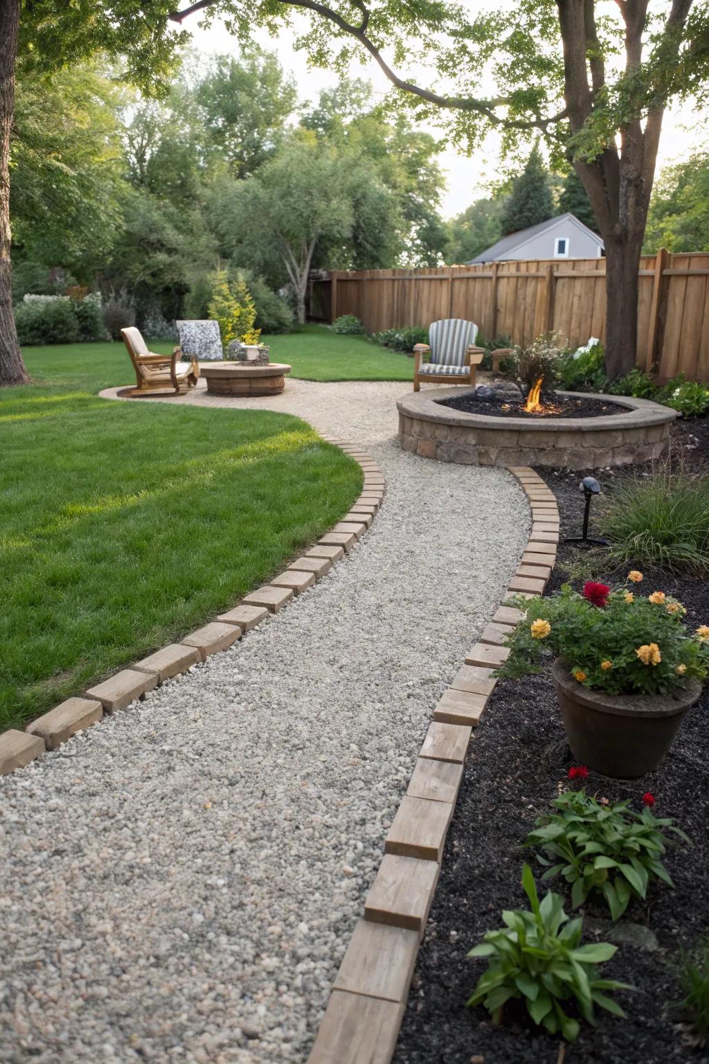 Gravel paths lead you to your outdoor sanctuary.