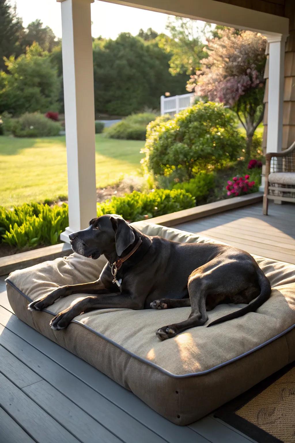 Outdoor dog beds offer the perfect spot for your Great Dane to enjoy the sunshine.