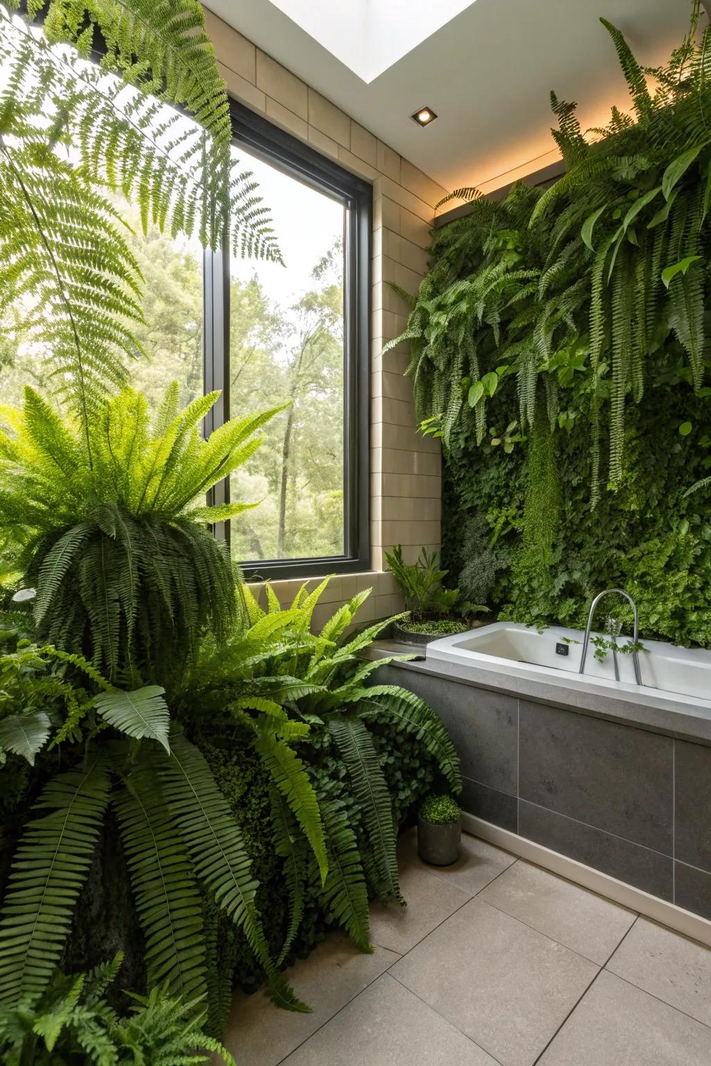 Find a lush botanical vibe with ferns.