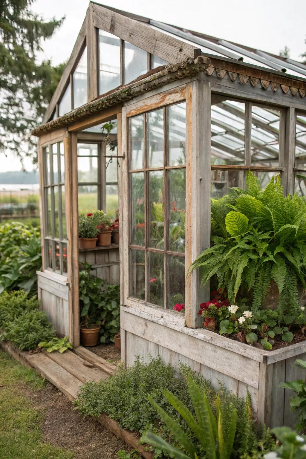 A fun greenhouse built from old windows.