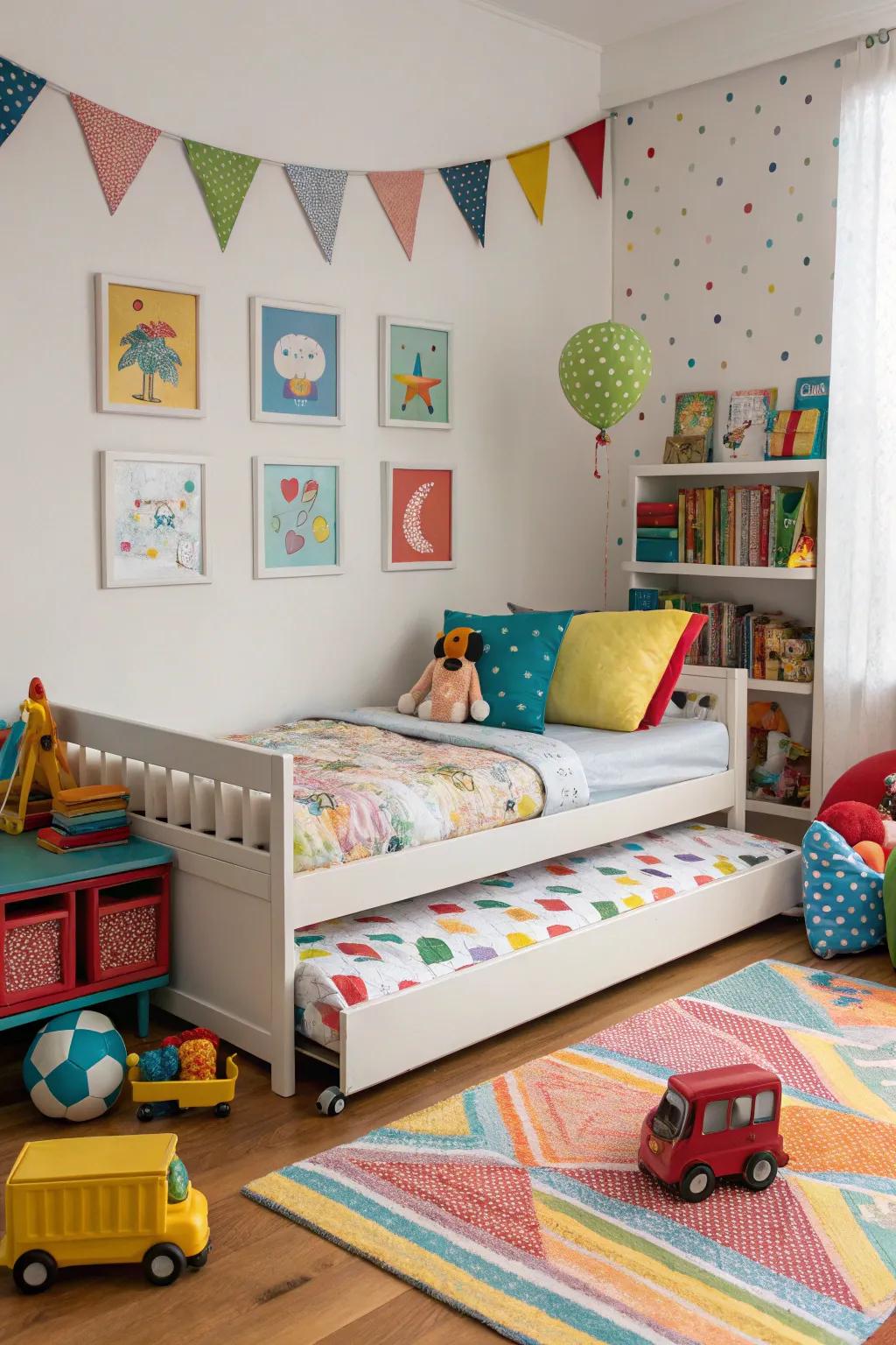 A pull-out bed that's both cute and useful in any child's room.