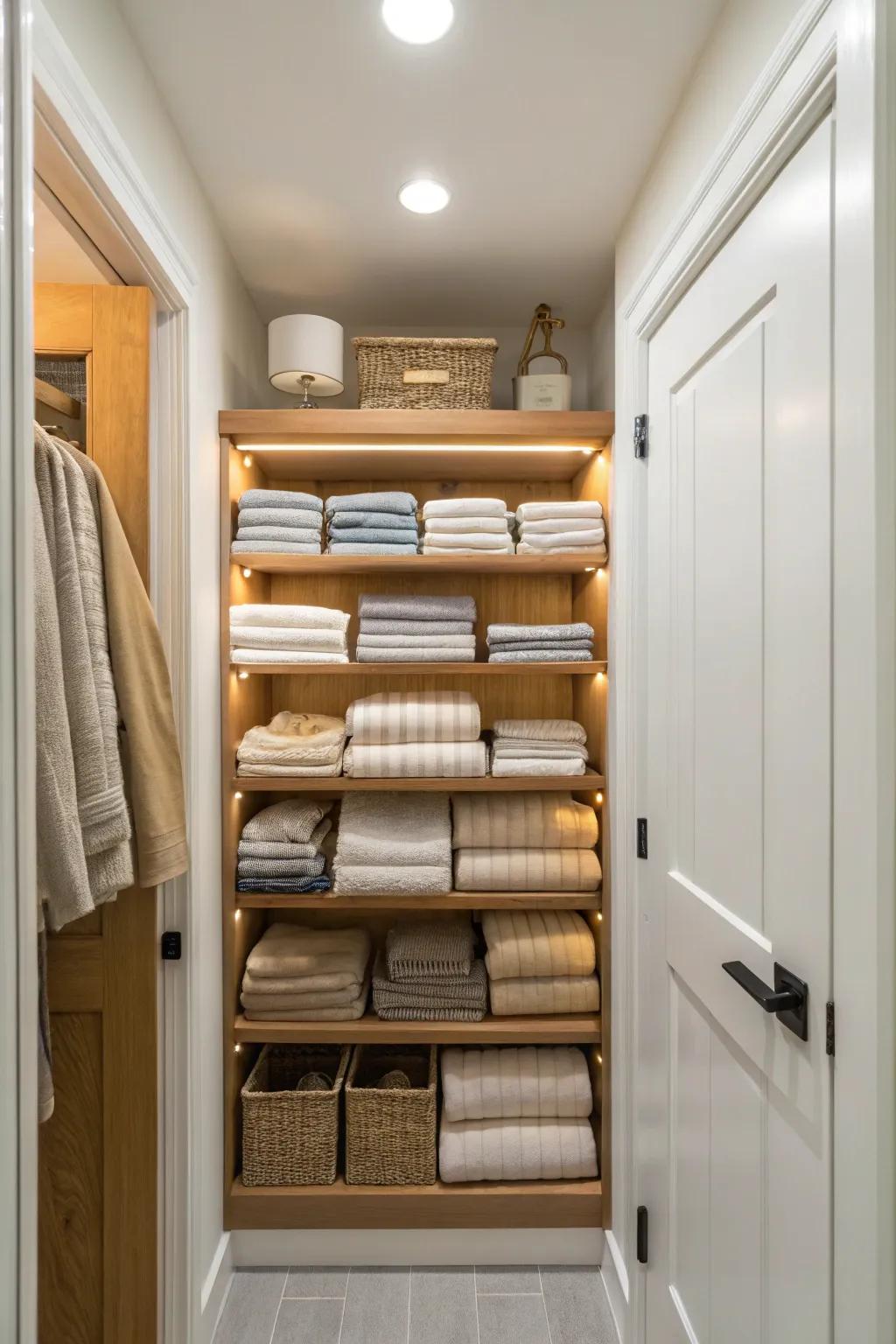 Your closet gains functionality and warmth from adequate lighting.