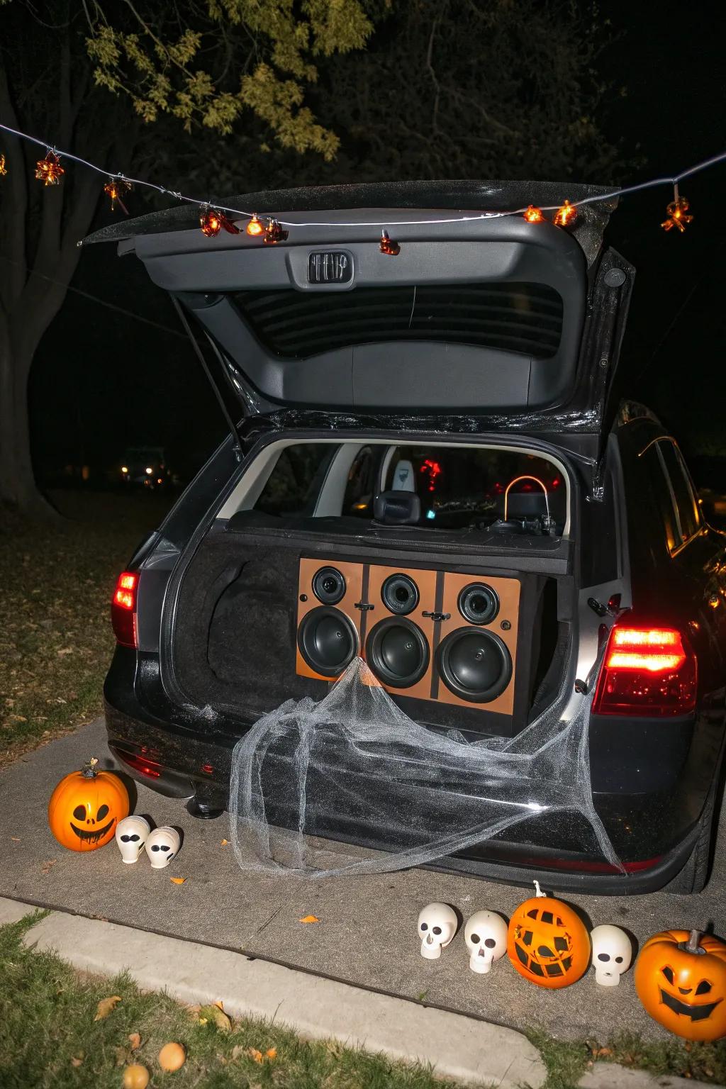 Enhance the eerie atmosphere using concealed speakers playing creepy sounds.