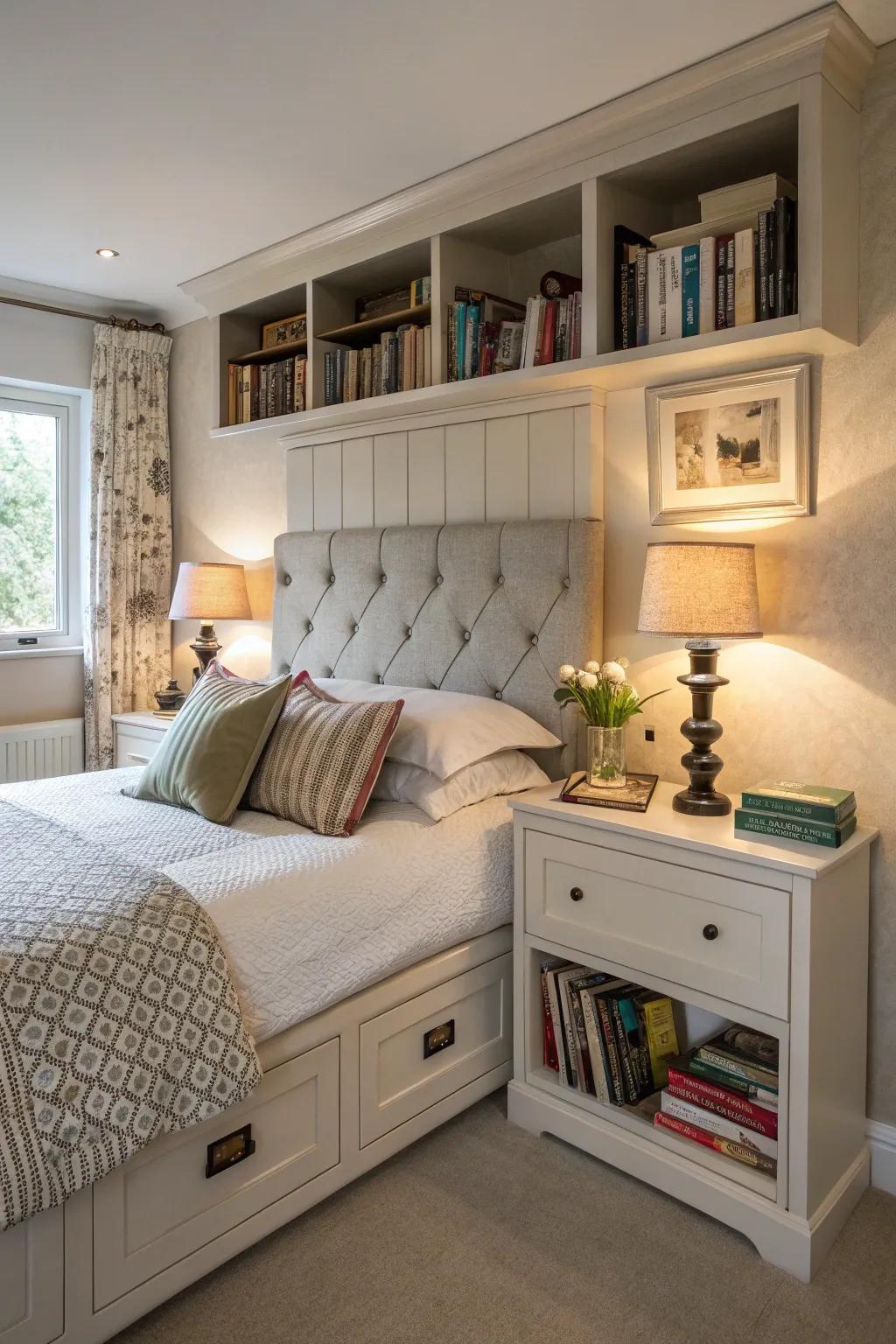 Headboard with concealed storage for a clutter-free bedroom