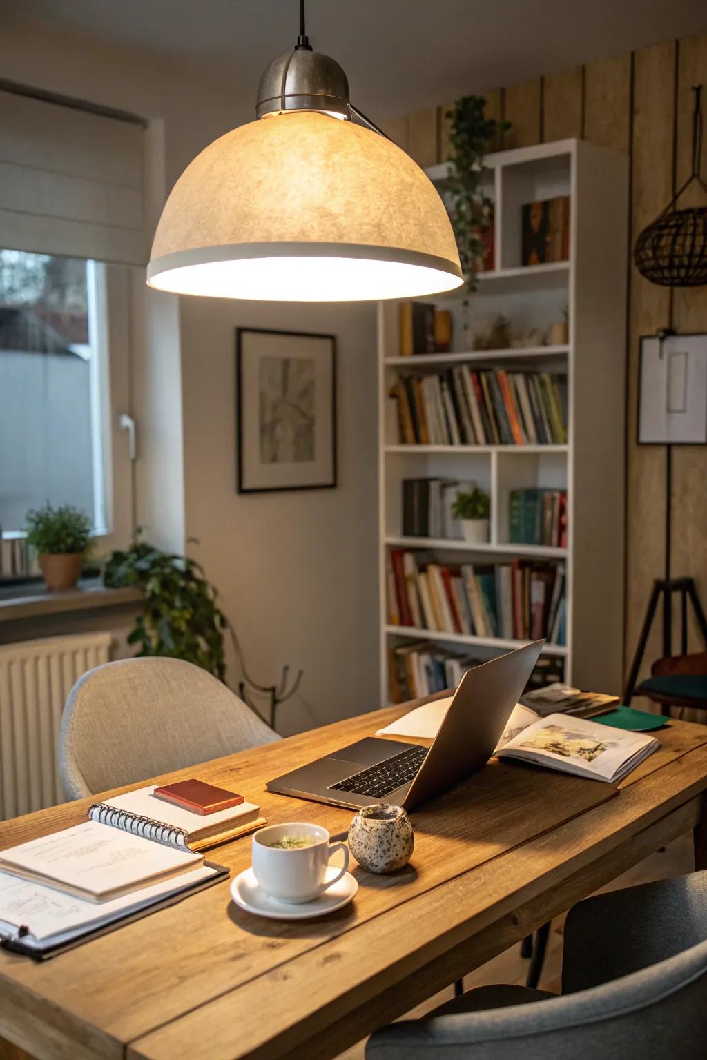A special light can really make your home office look better.
