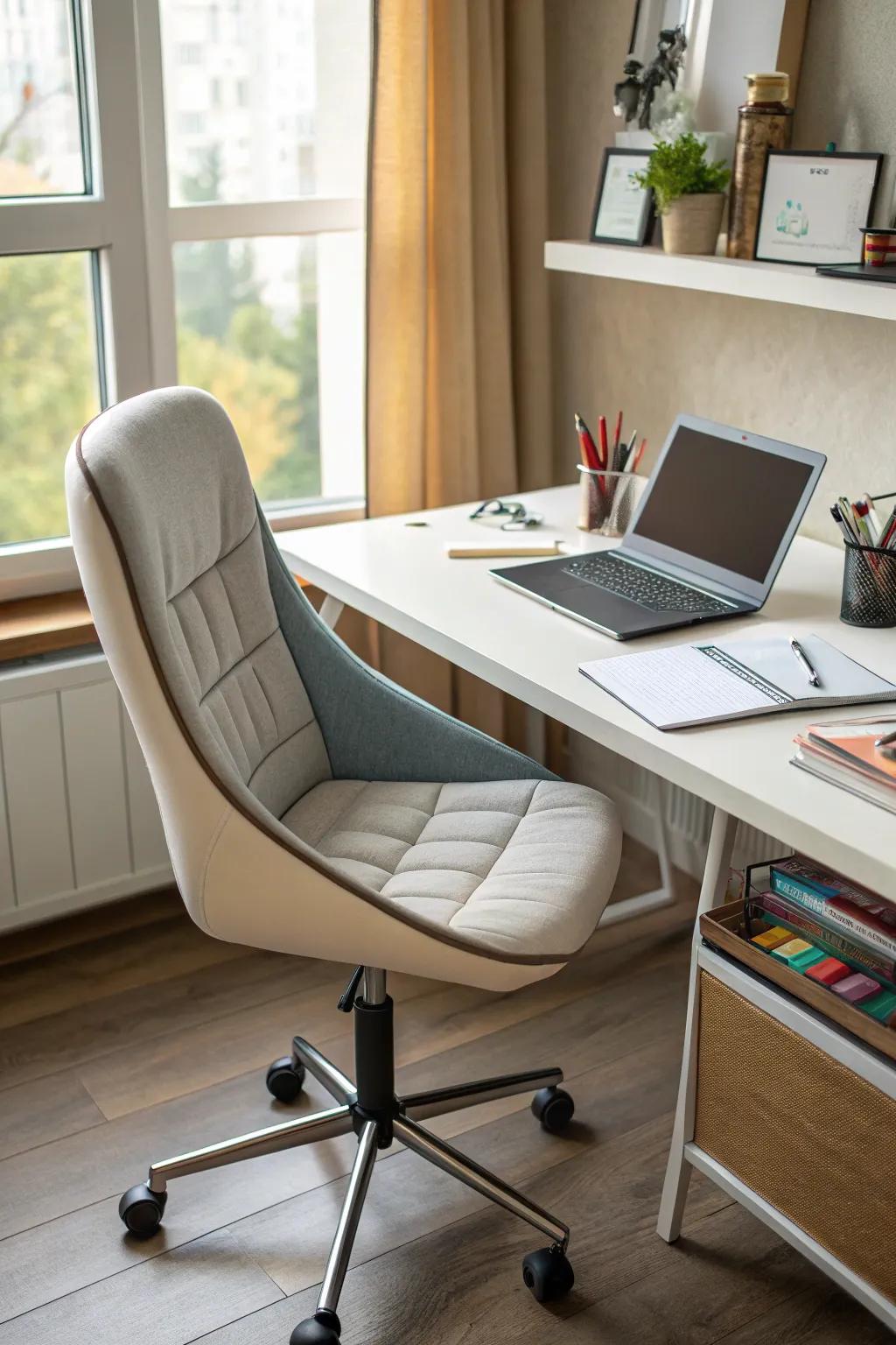 A comfortable chair enhances concentration during study.