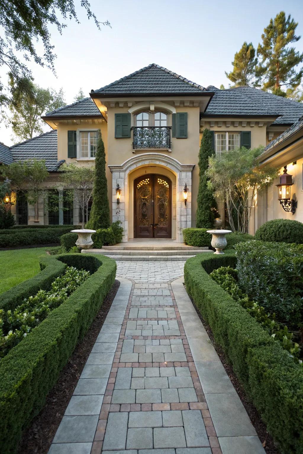A grand entrance warmly welcomes visitors.