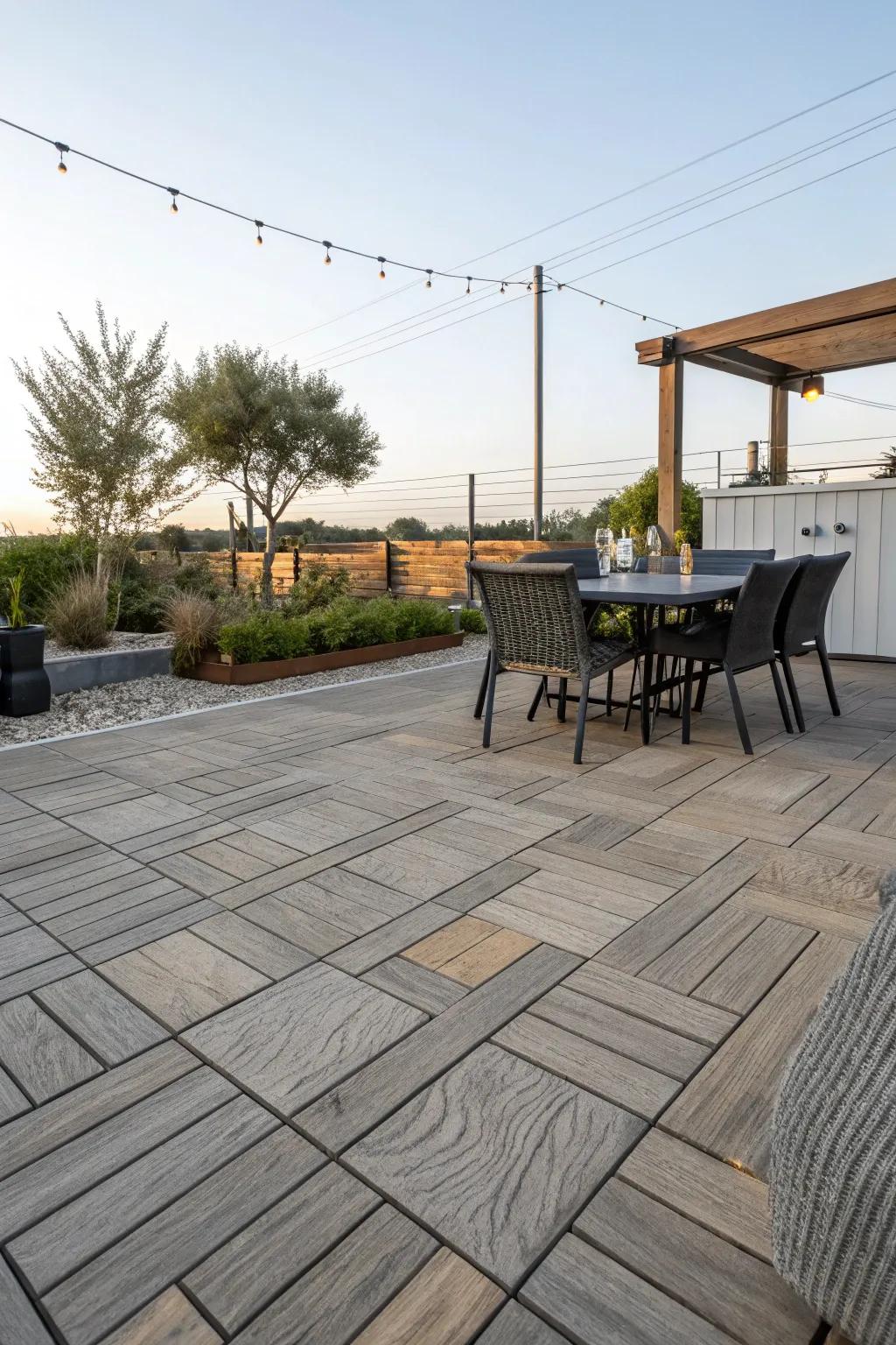 Interlocking tiles are a straightforward yet effective way to revamp your patio.