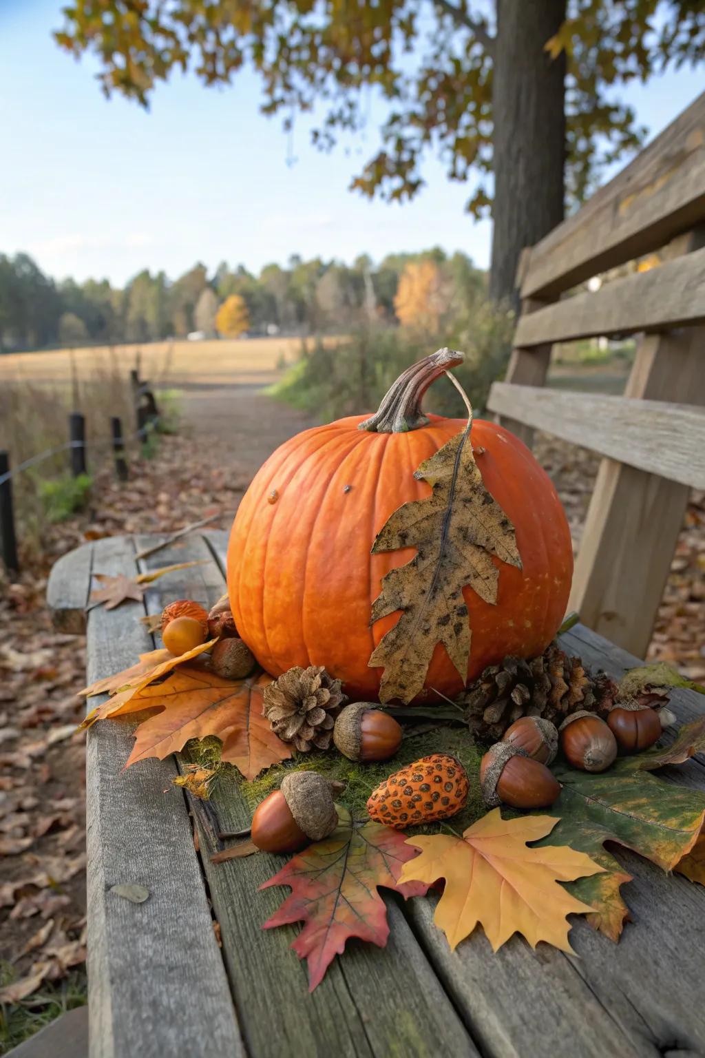 A nature-stimulated pumpkin that embodies the core of autumn.