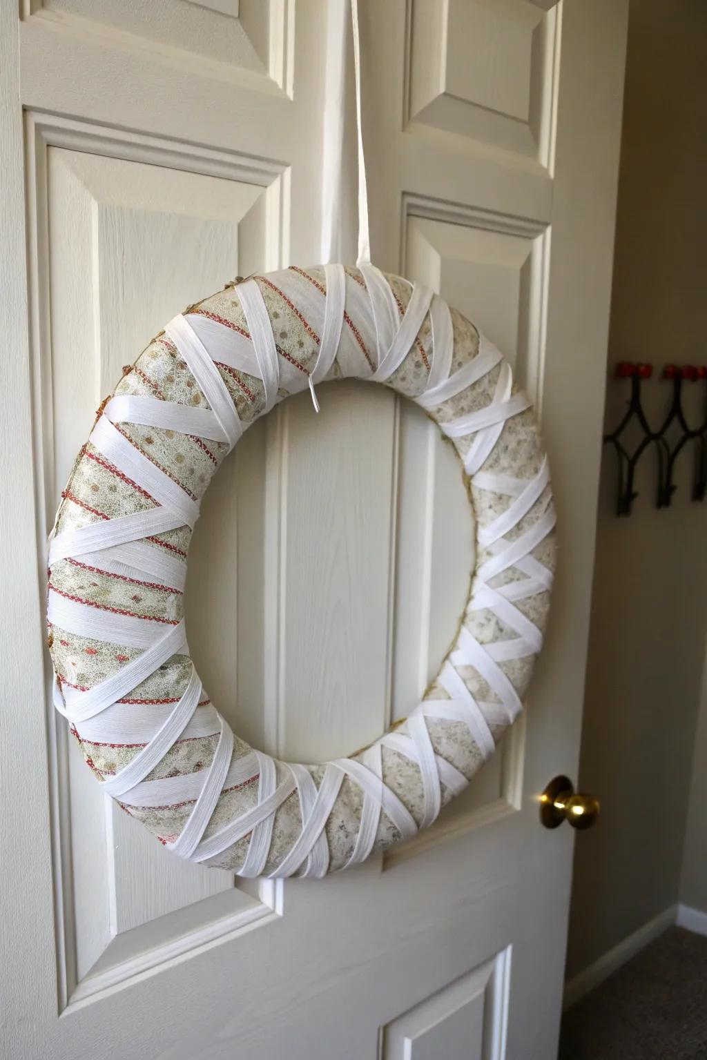 Make use of hook-and-loop strips for an undetectable and versatile wreath placement approach.