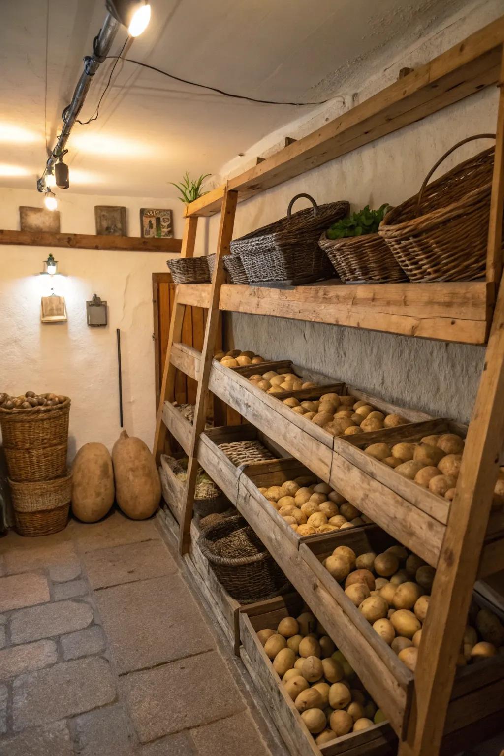 Basement corner perfectly suited for cool and dark potato storage.