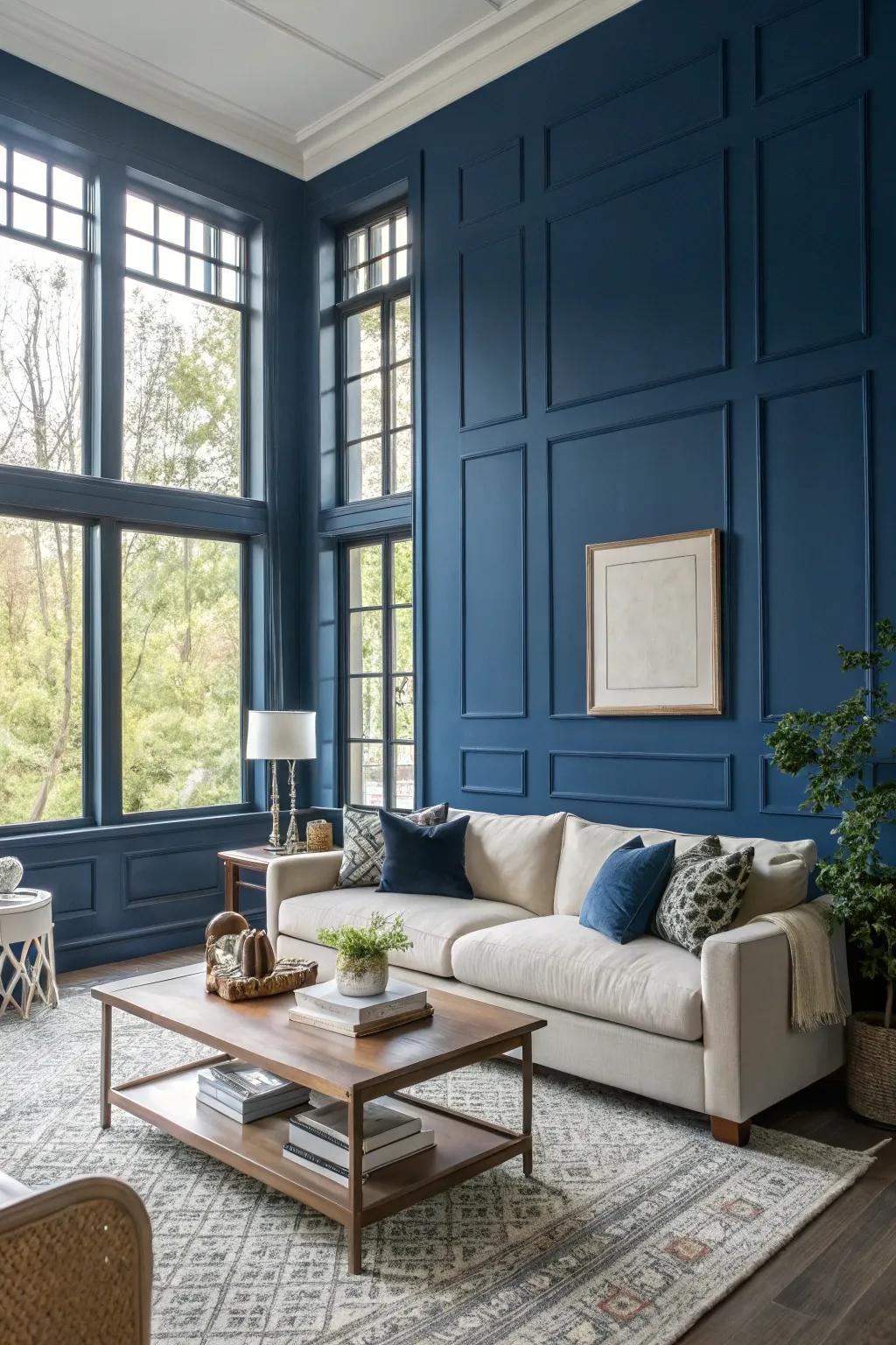 A pop of color is added by accent walls.