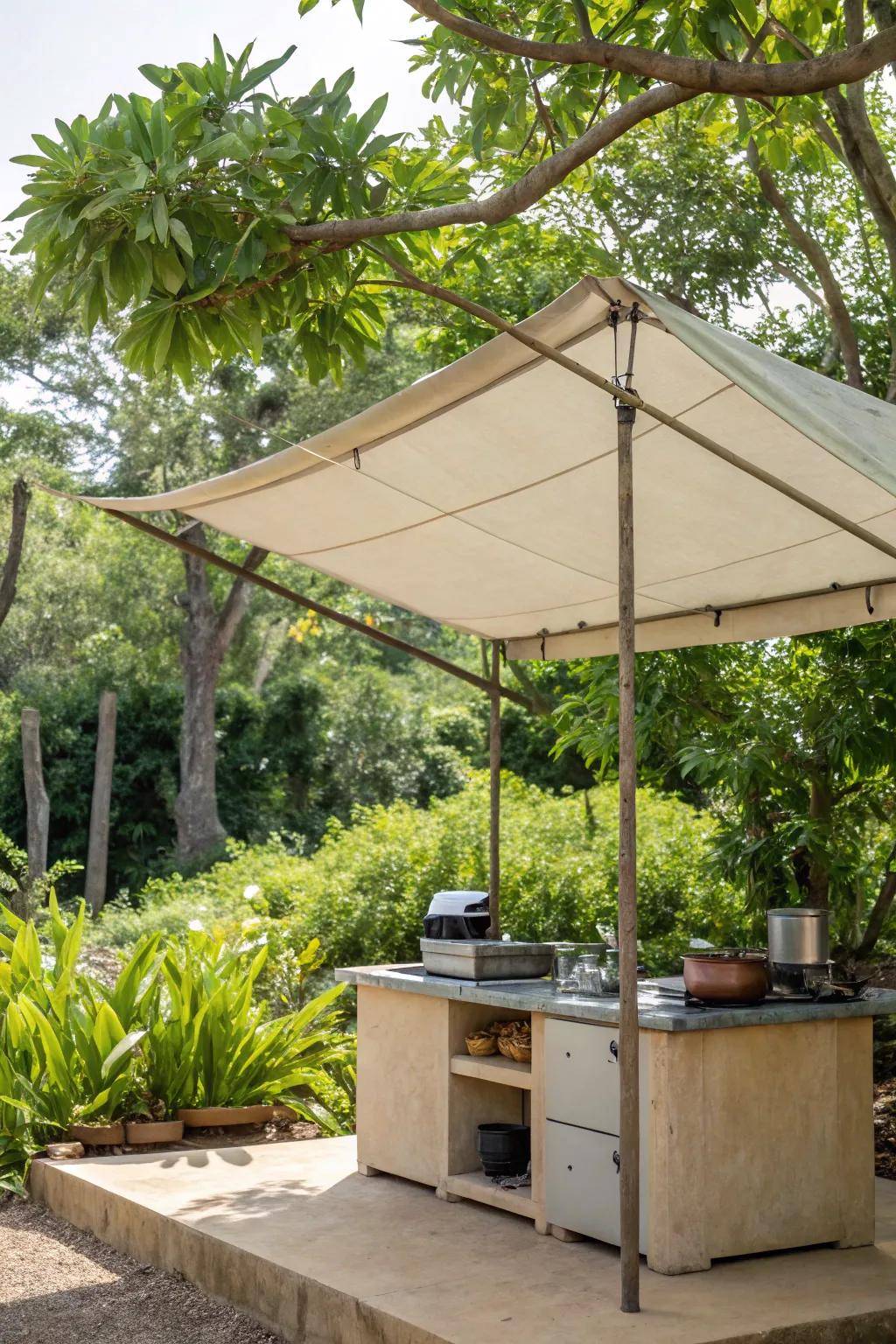A sleek canvas shelter delivering both shade and panache.