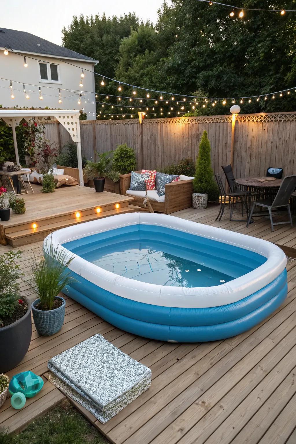 A stylish and elevated pool arrangement for a modern backyard.