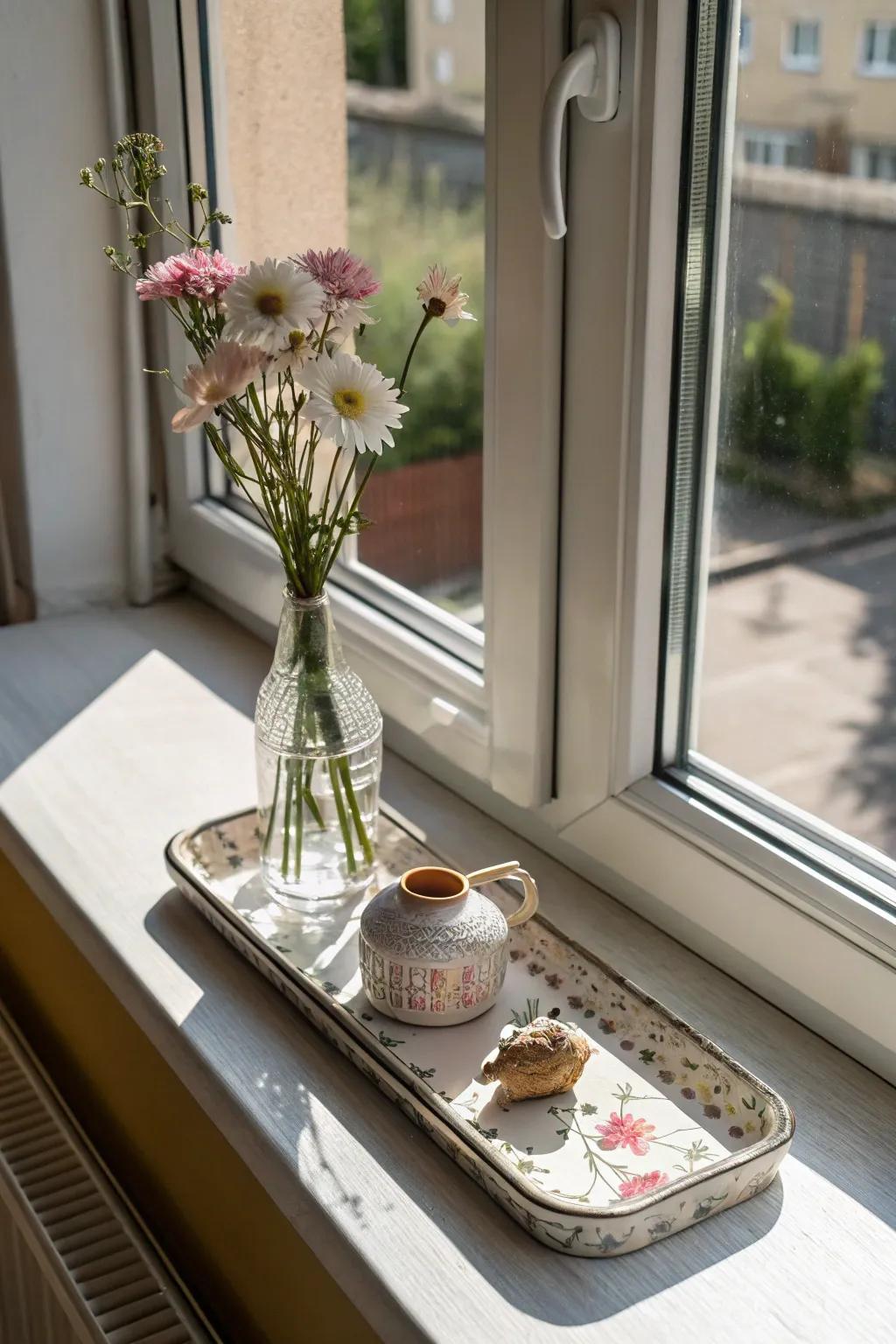 An elongated sill provides greater scope for imagination and usefulness.