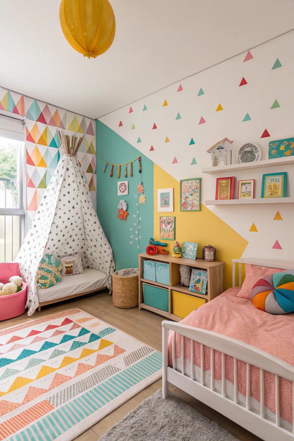 A wall that stands out that adds personality to the room.