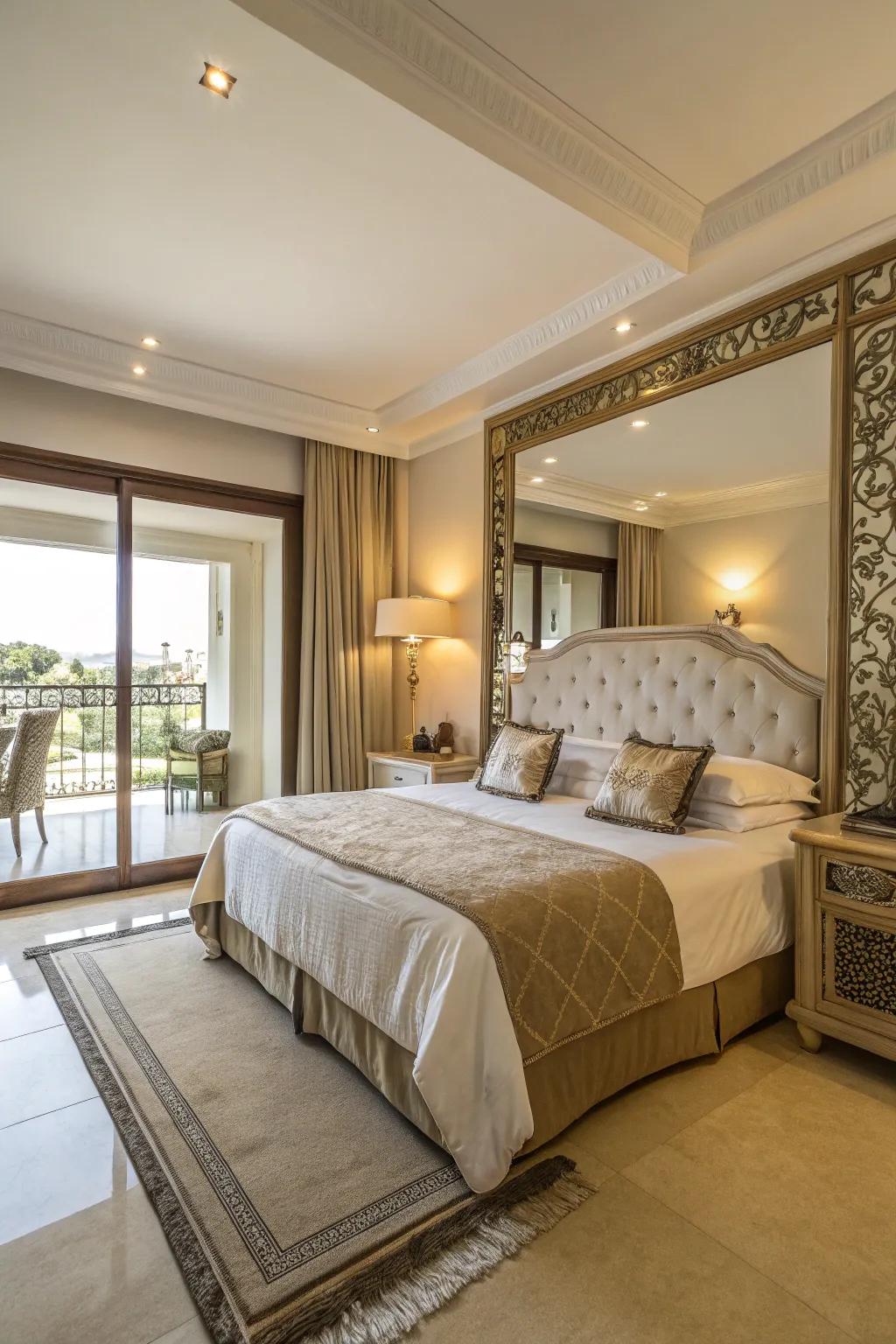 Mirrors can enrich the depth and brightness of your king bedroom.
