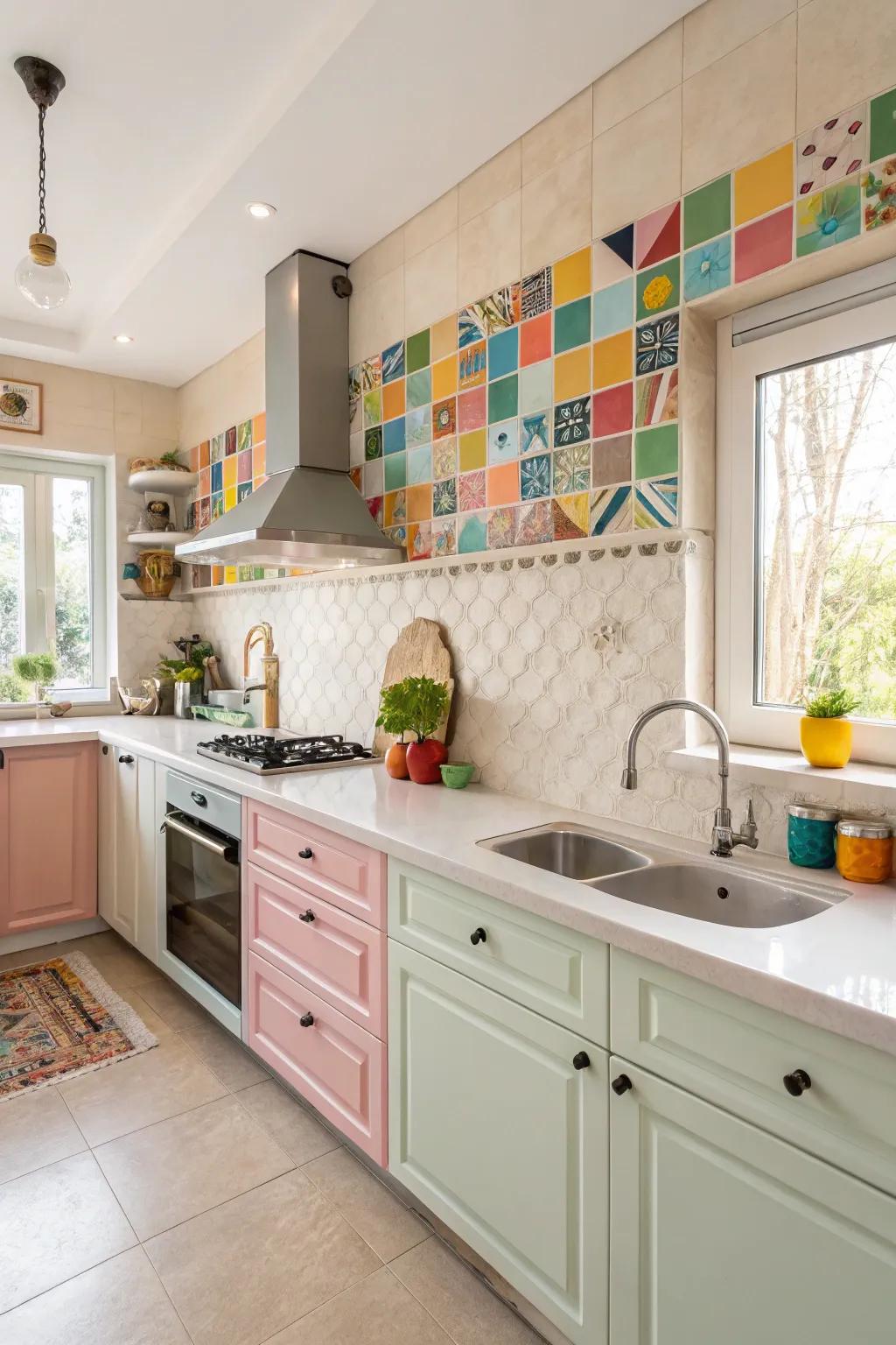 Add a burst of color with colored tile charm.