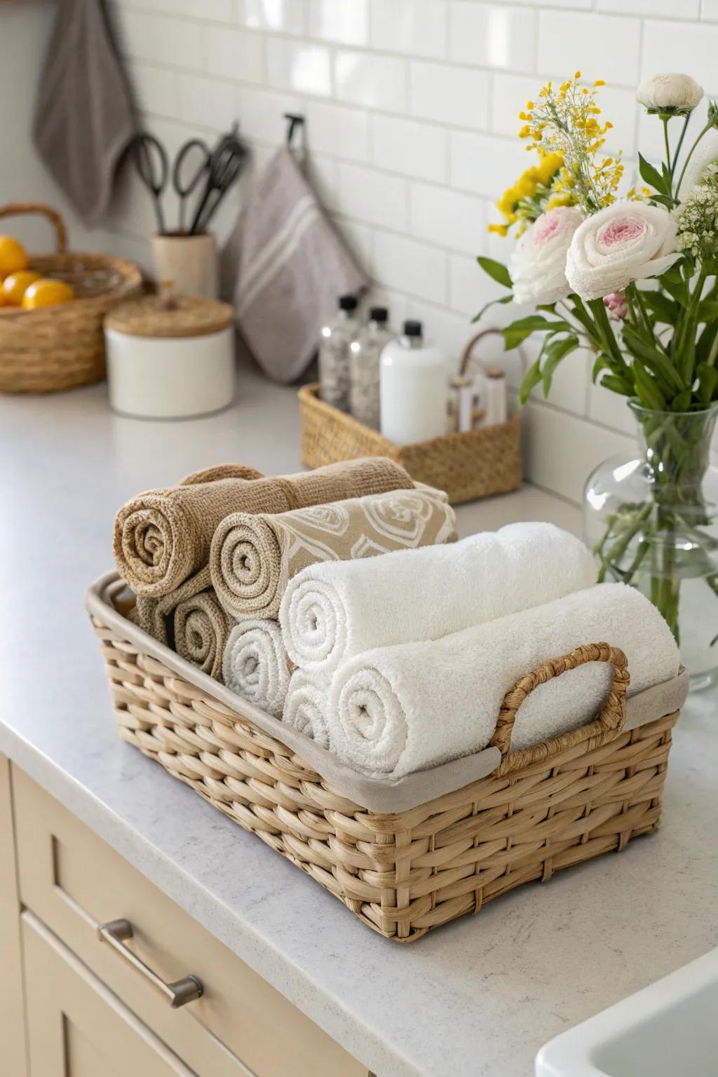 Maintain cloth organization and style with a basket presentation.