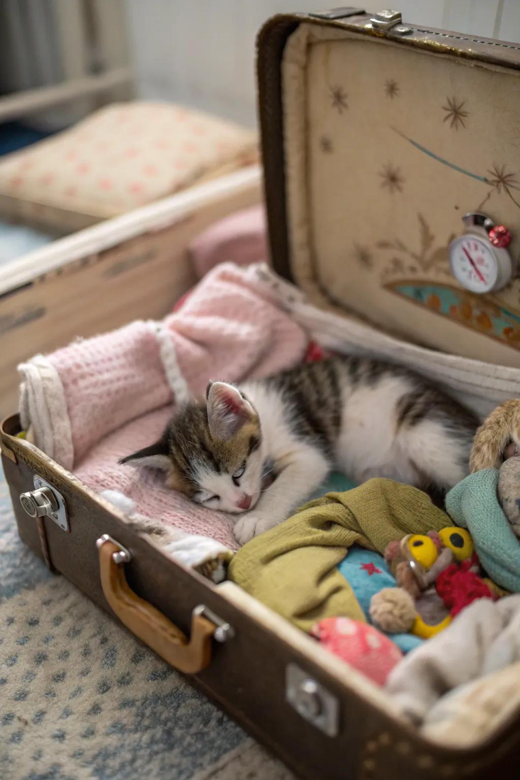 A nostalgic nook where kittens can curl up and dream of escapades.
