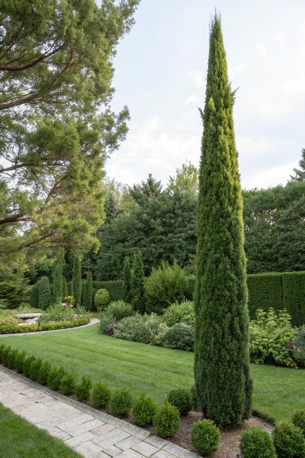Towering arborvitae elevate your garden with vertical grace.