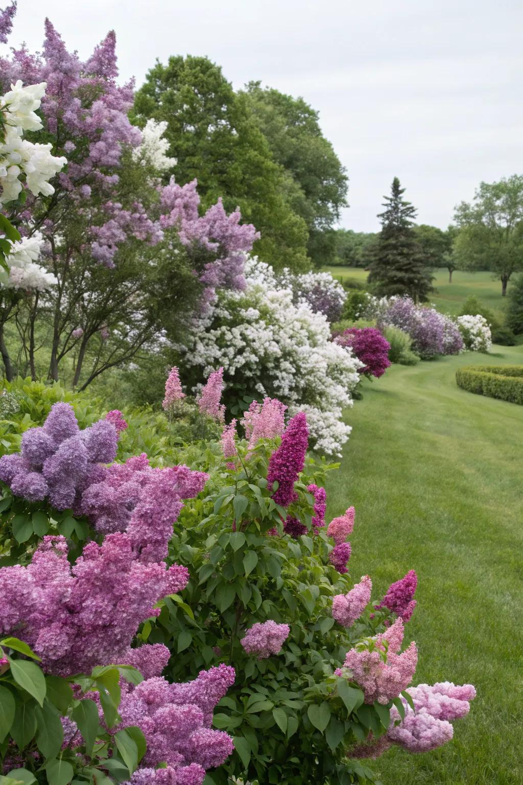 A diverse array of lilac colors creates visual interest.