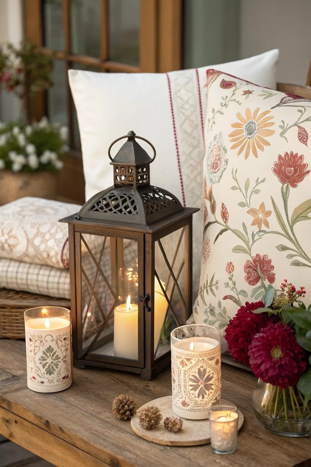 A carefully put together lantern gift ensemble.