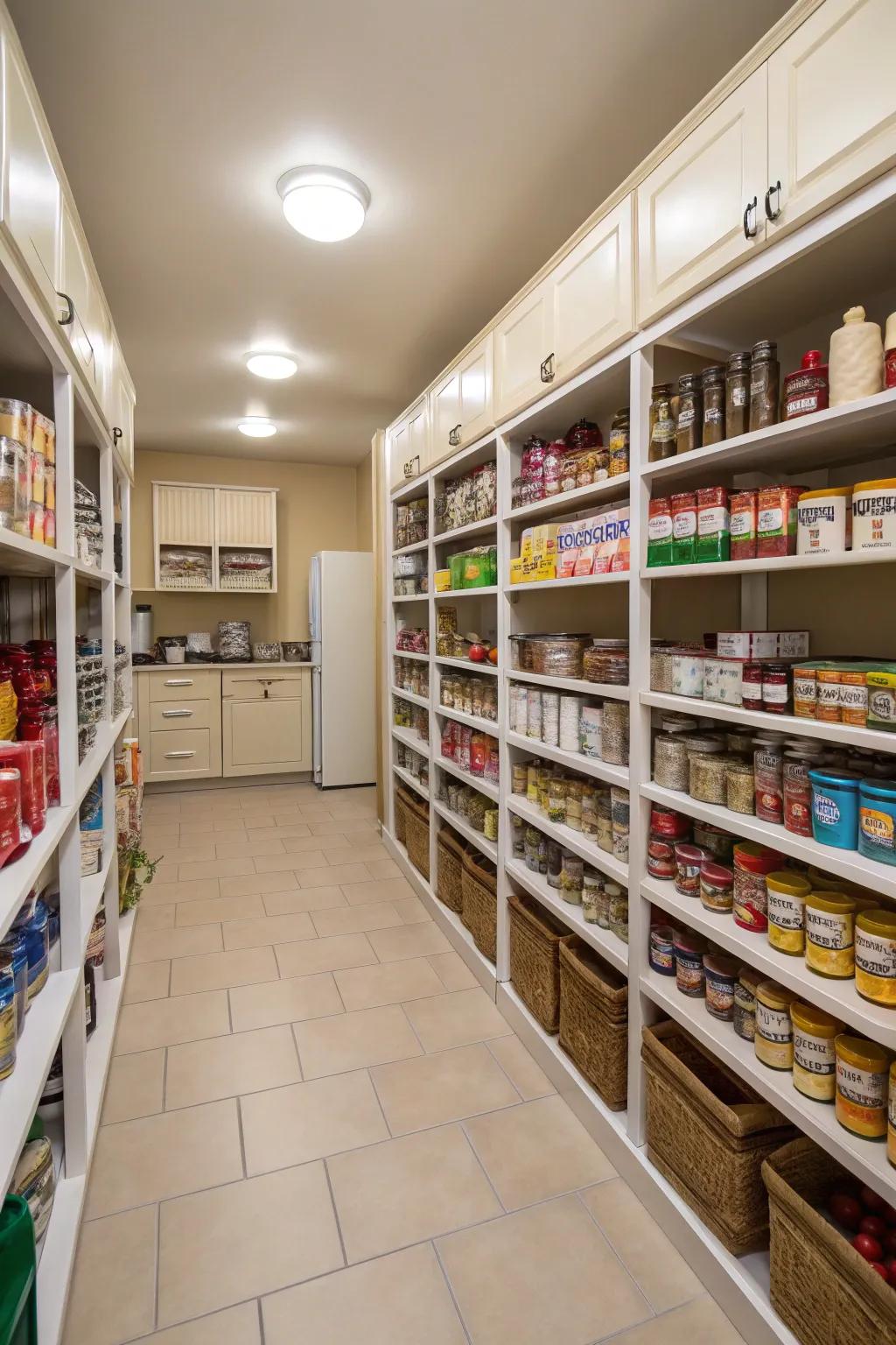 Wide pathways make moving around your pantry effortless.