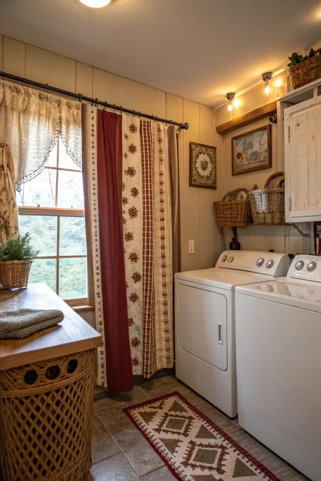 Countryside farmhouse cloths contribute a hint of warmth and nostalgia.