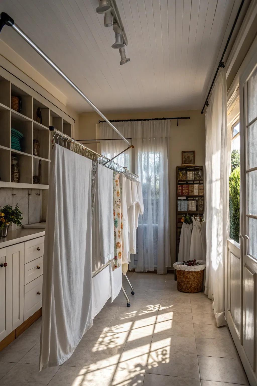 Maintain tidiness by opting for retractable drying solutions.