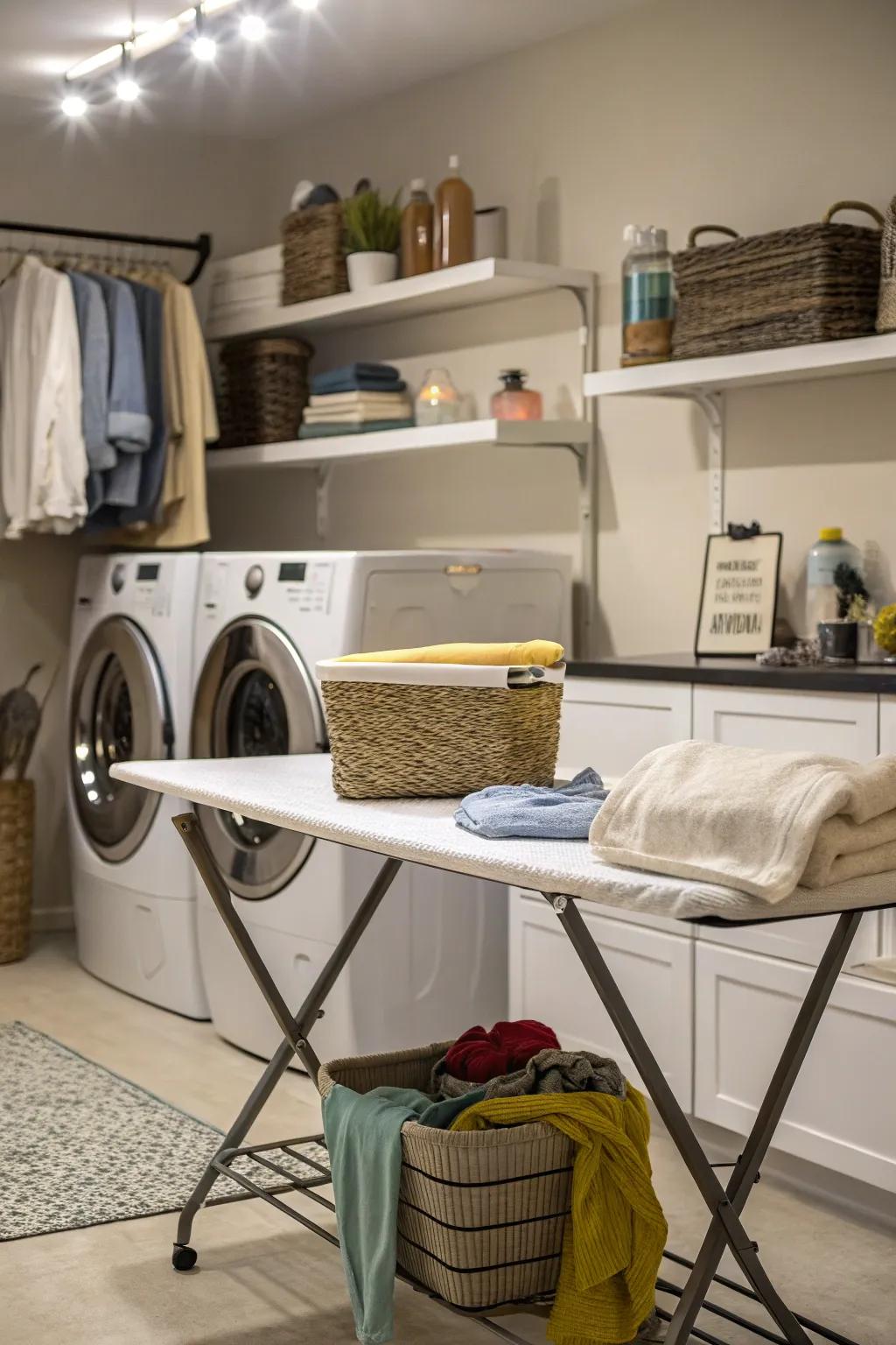 Task lighting enhances practicality in work areas.