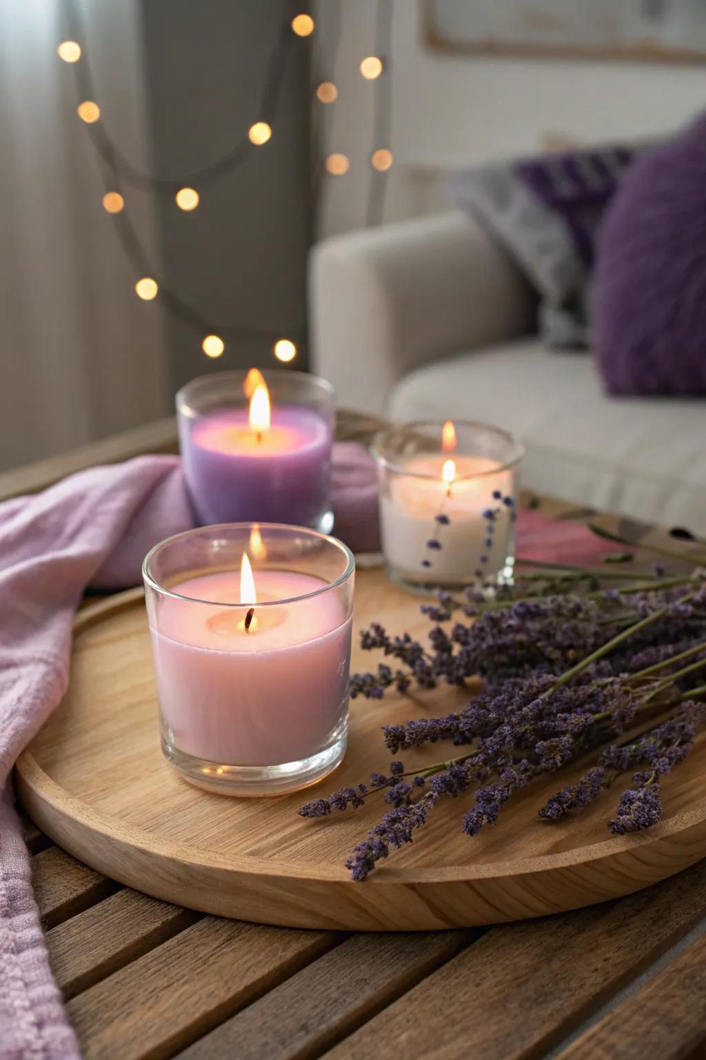 The relaxing vibe of lavender-scented lights.
