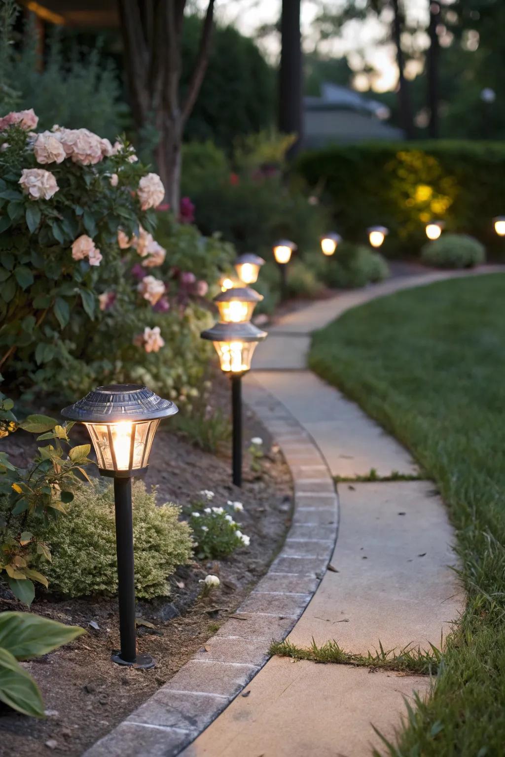 Brighten your garden paths via charming LED illumination.
