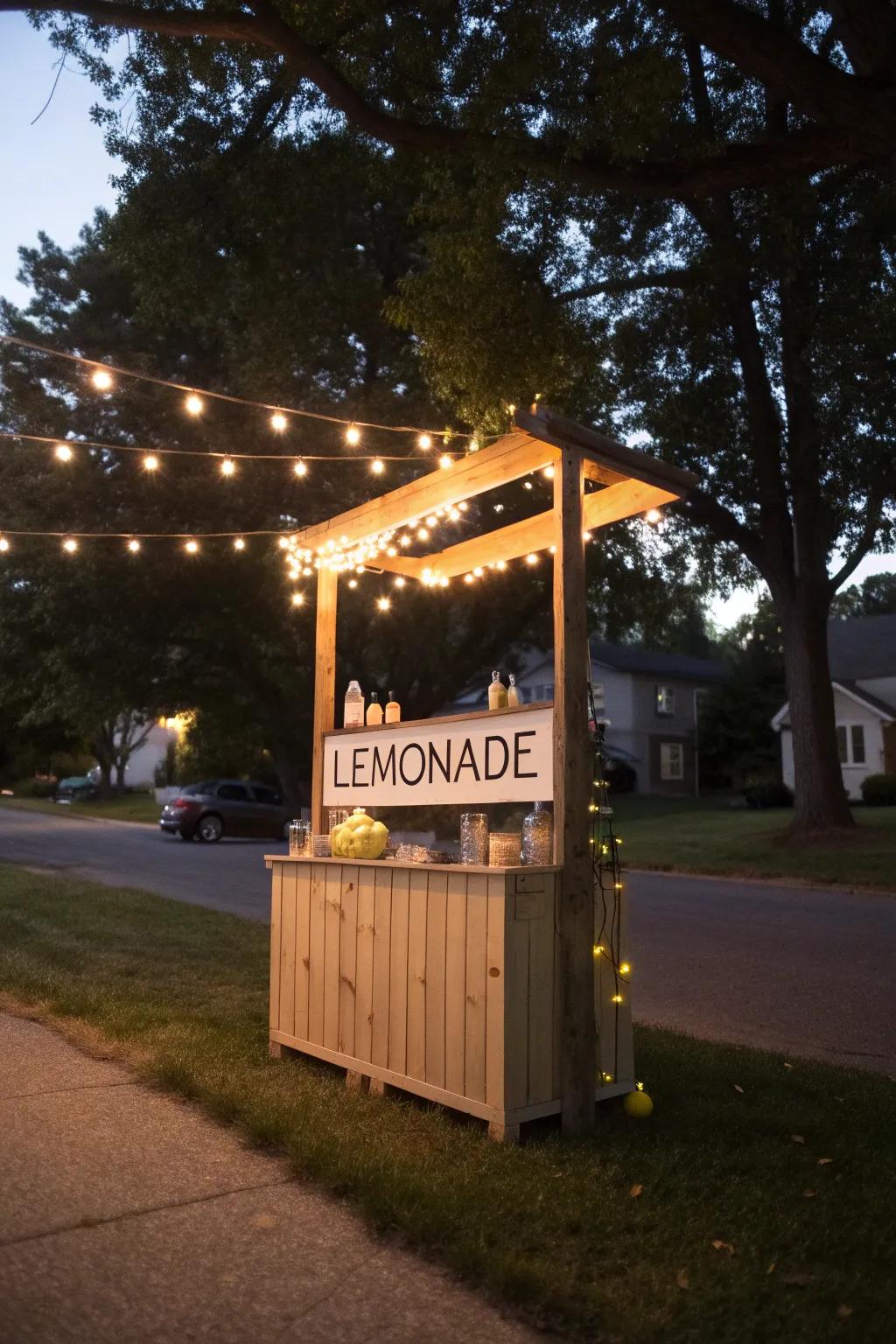 String bulbs bring a wondrous touch to your lemonade booth.