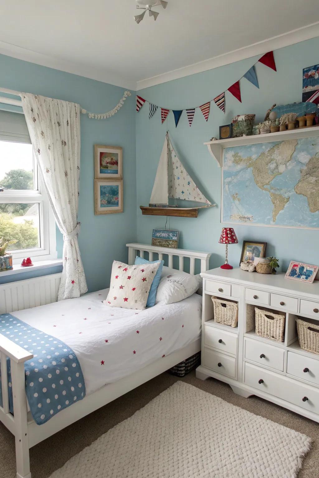 Seaside-themed azure tones that evoke a sense of calm and discovery.