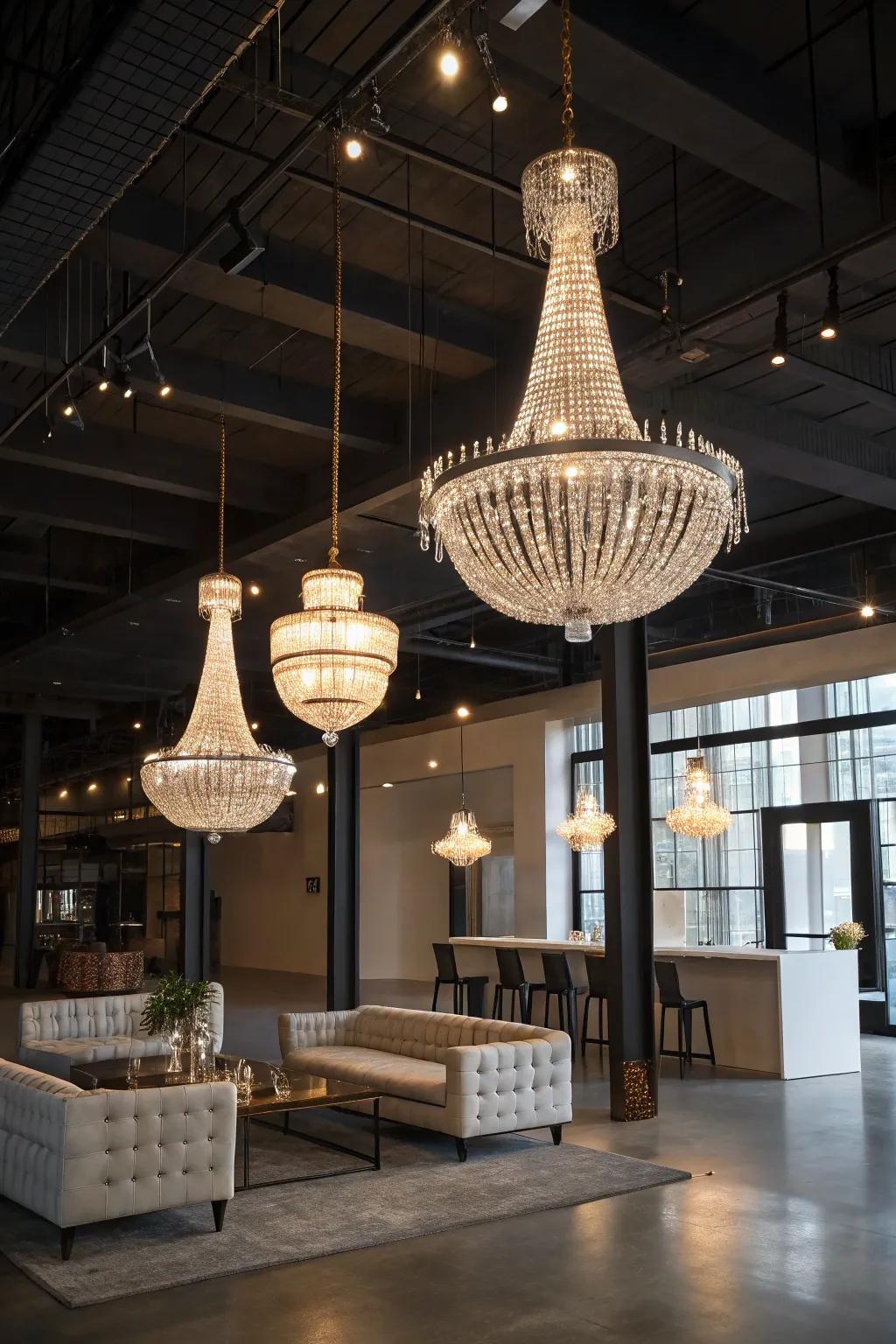 Sophisticated lighting as a loft's statement element.