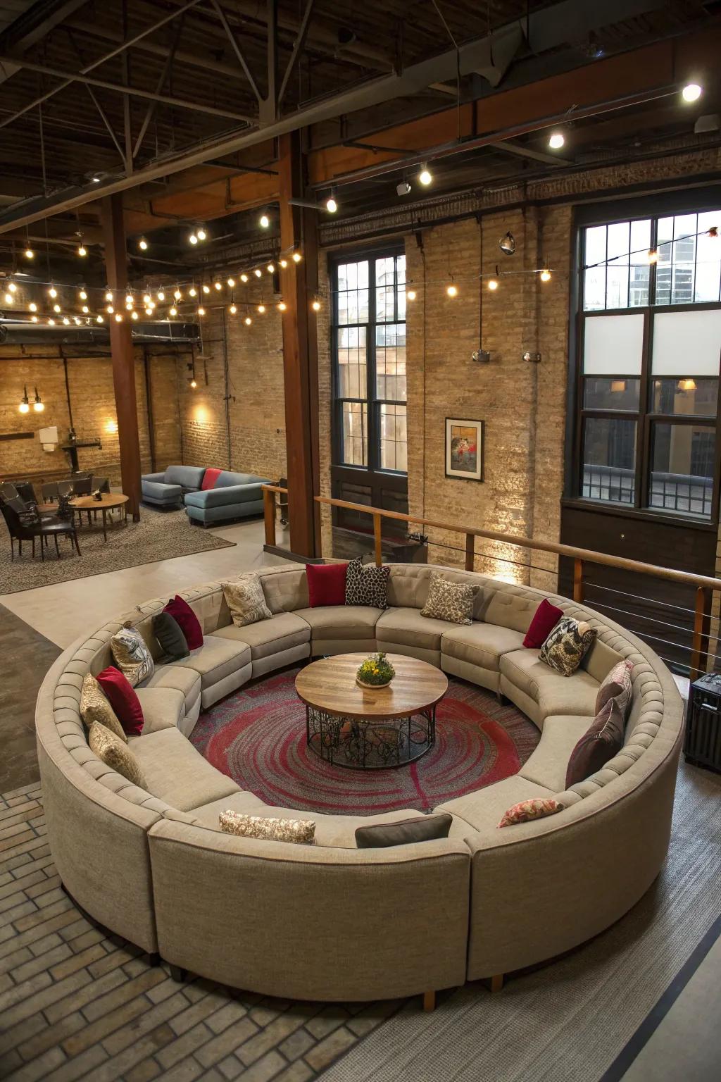 Seating arrangements fostering a sense of community and warmth.