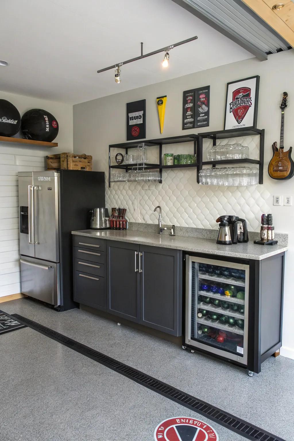 A mini bar offers a hint of luxury on a budget.