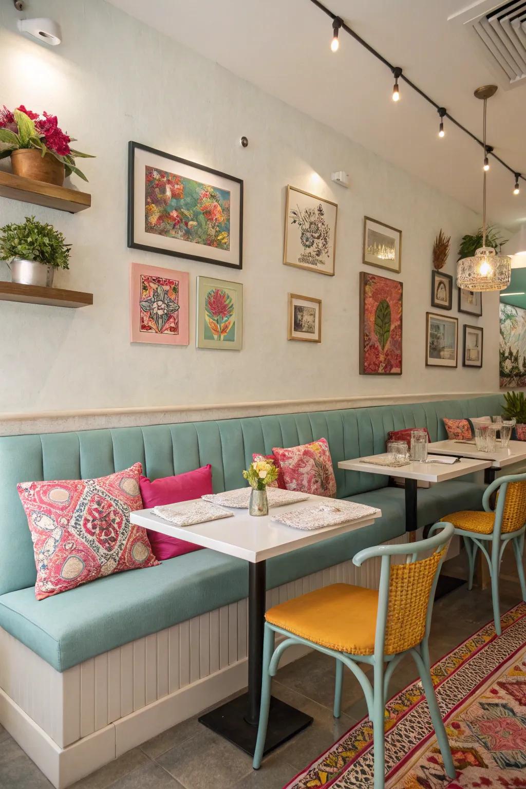 Splashes of color inject vibrancy into a neutral scheme.