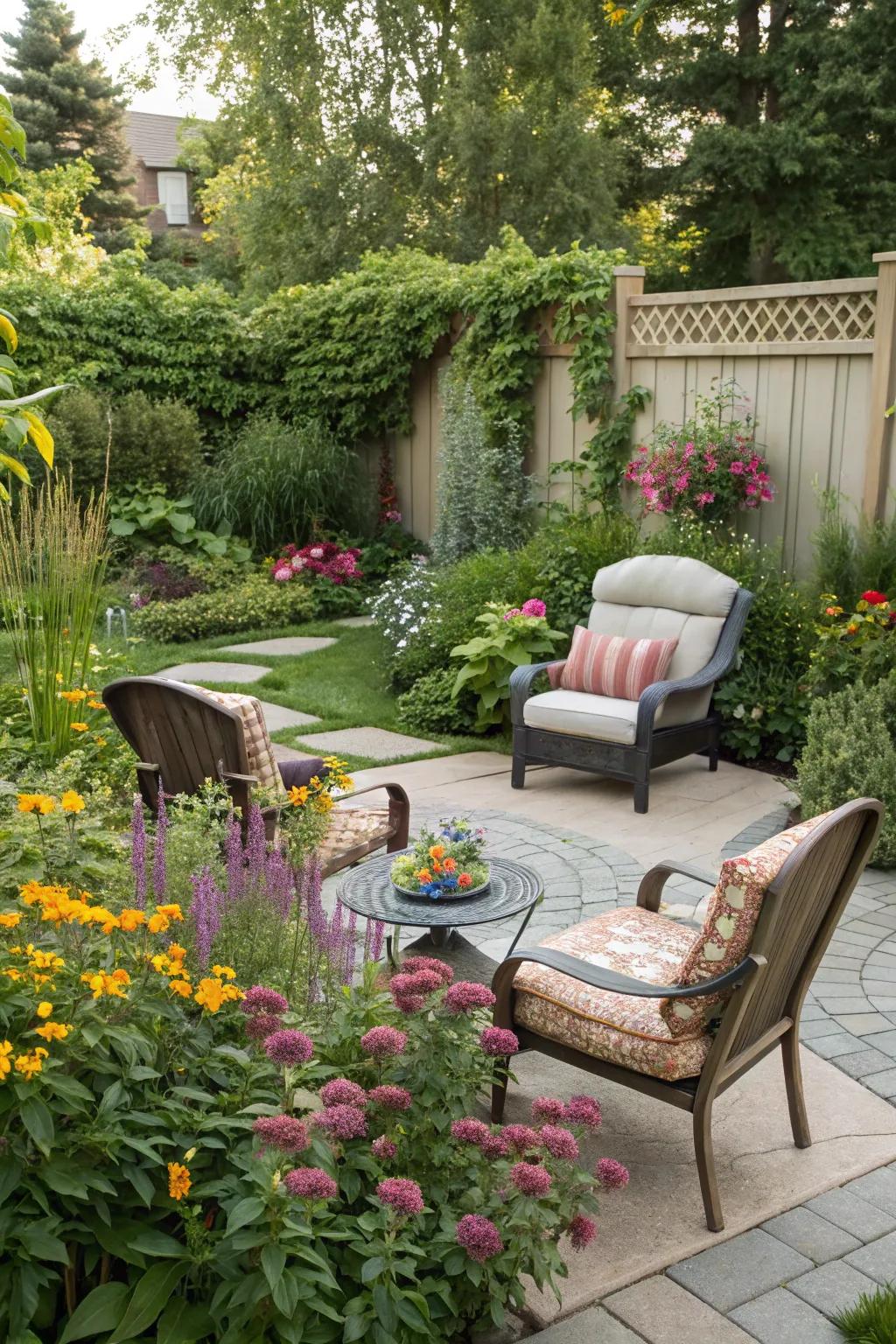 Well-defined garden spaces for various purposes, each with its distinct charm.