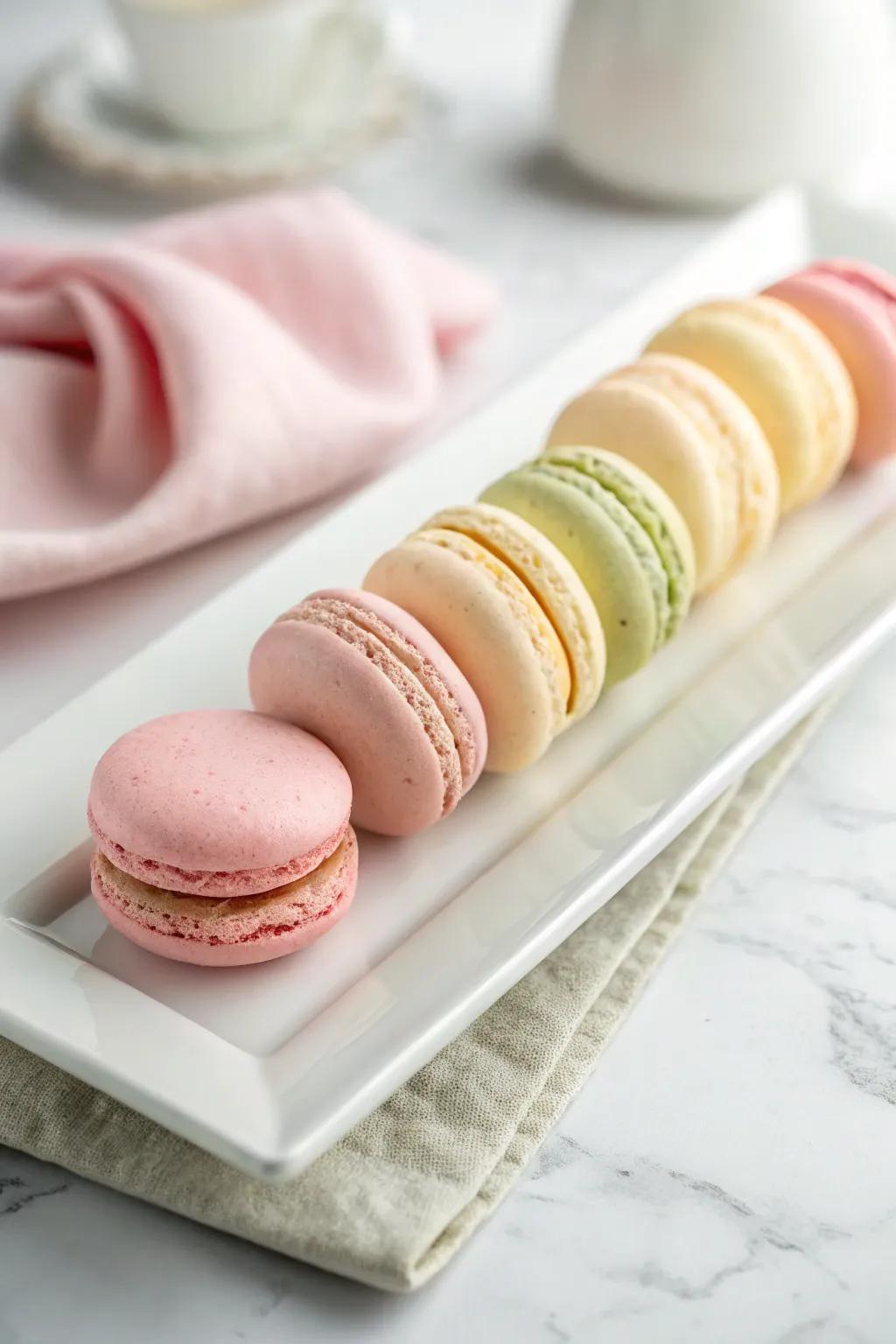 A simple one-level macaron exhibit.