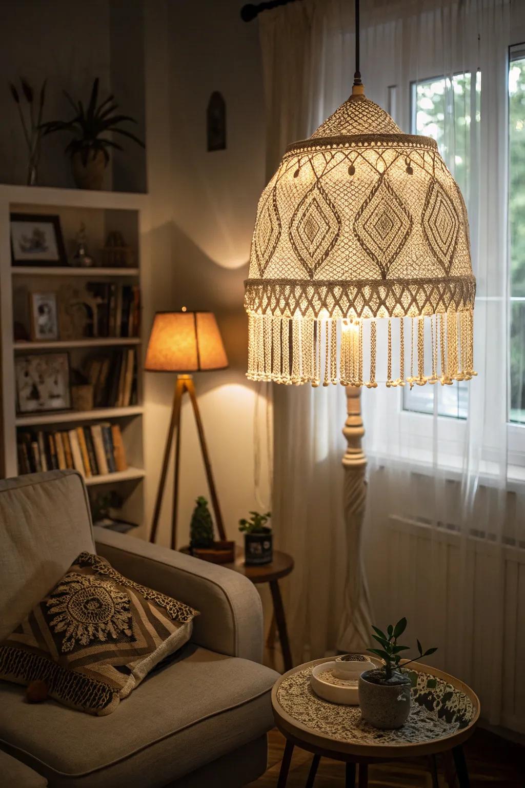 Woven lamp protectors contribute warmth and ambiance.