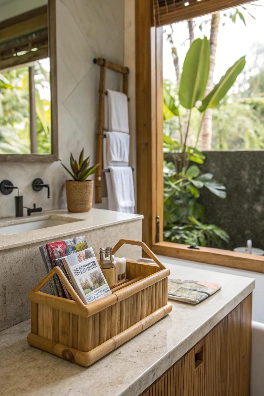 Bamboo holders bring the outdoors inside.