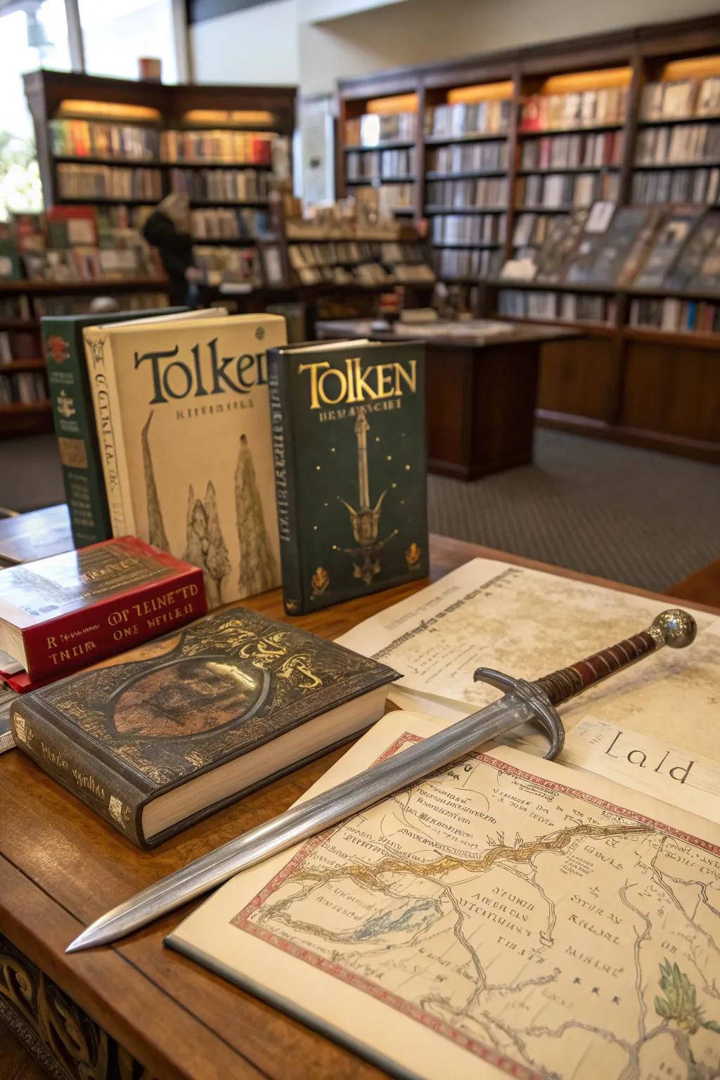 An enchanting Tolkien Reading Day exhibit featuring elements of fantasy.