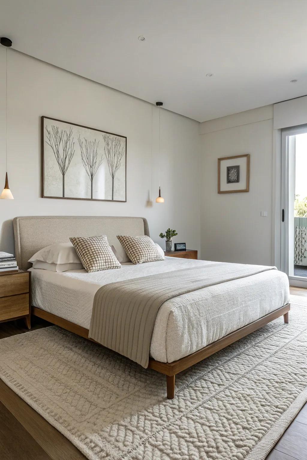 Minimalist extras uphold a pristine and refined area.