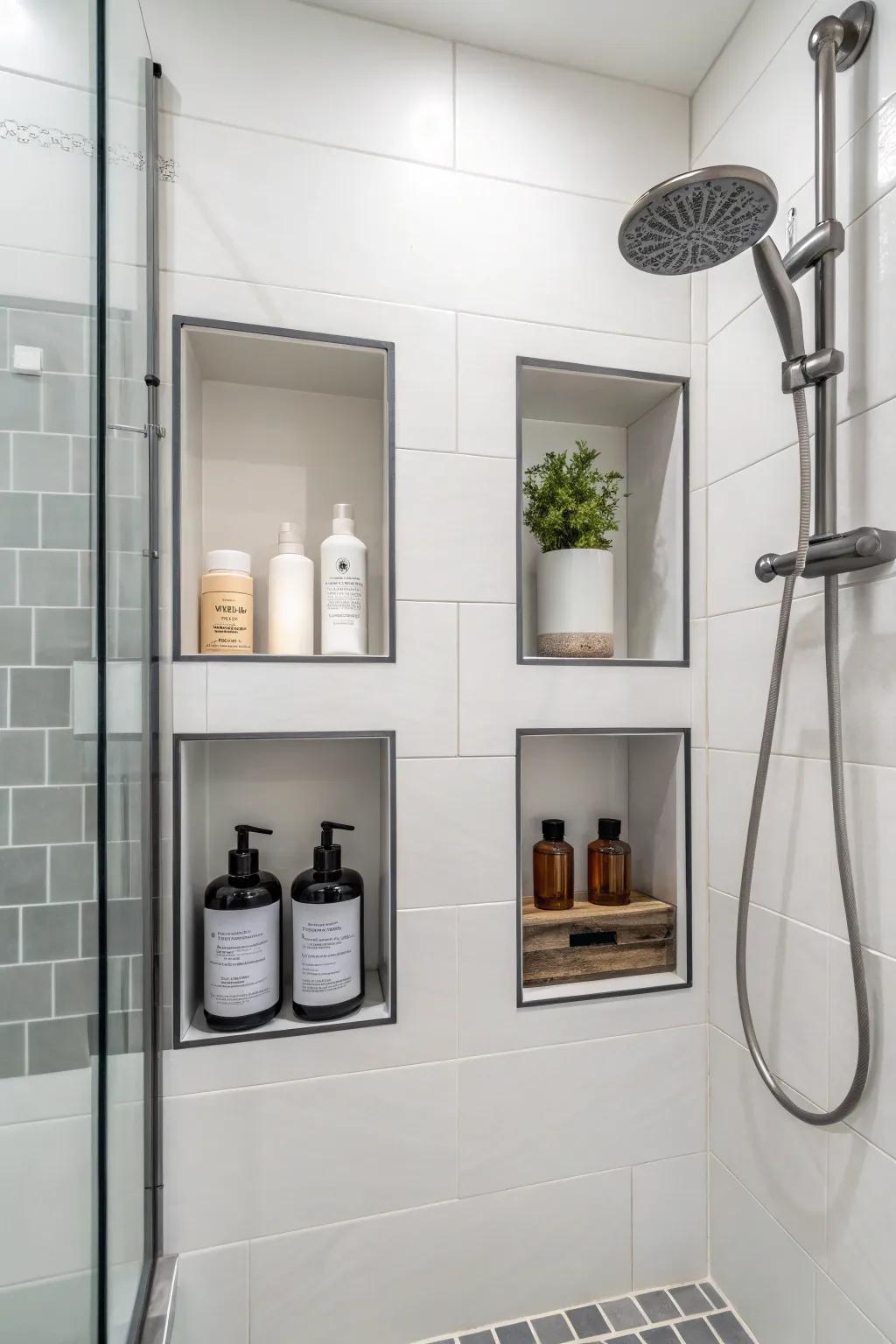 Clever storage keeps your shower ordered and fashionable.