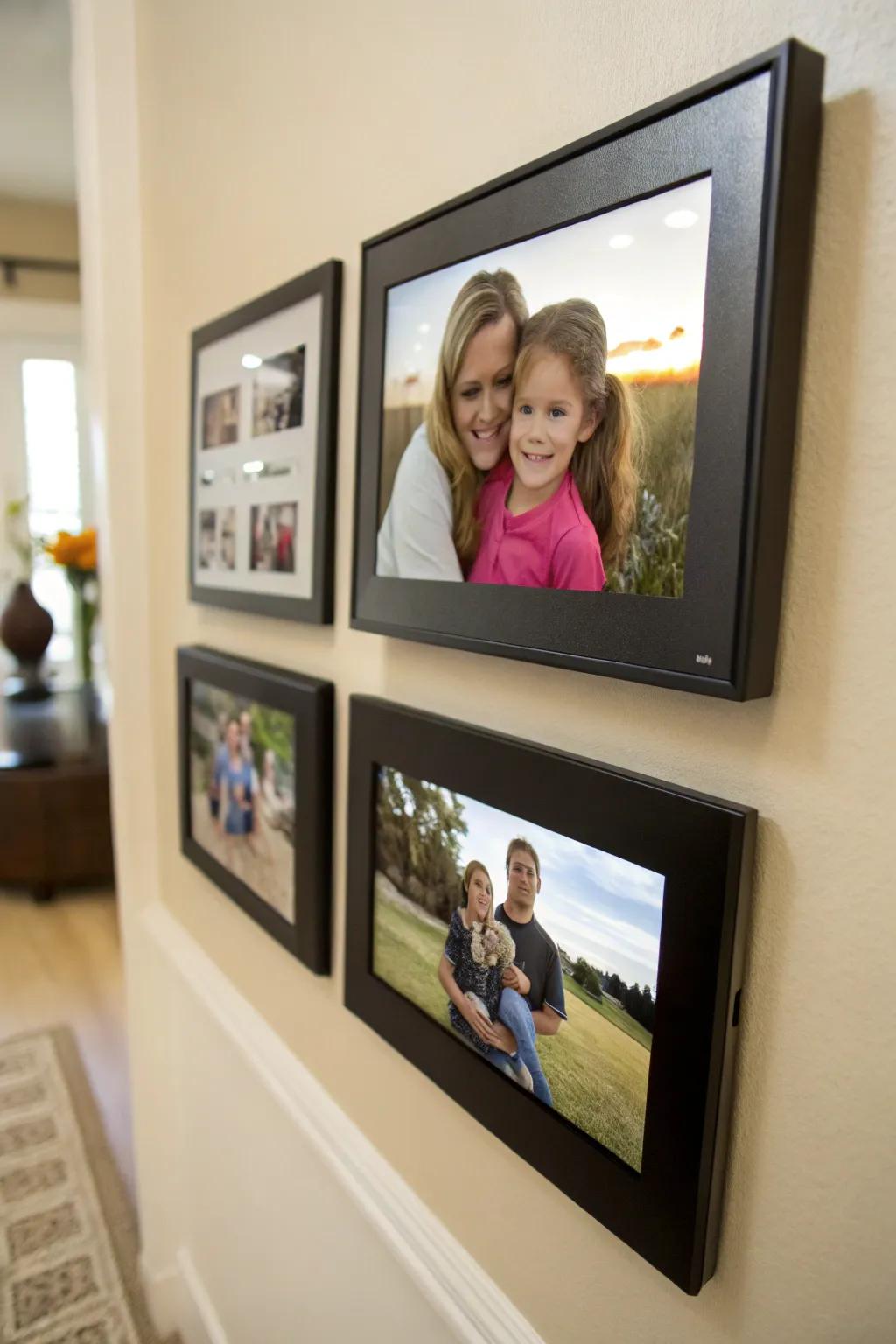 A digital image holder showcasing a rotating gallery of memories.