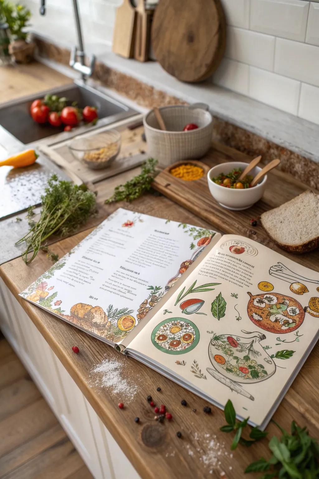 Creative drawings add a creative flair to your menu.