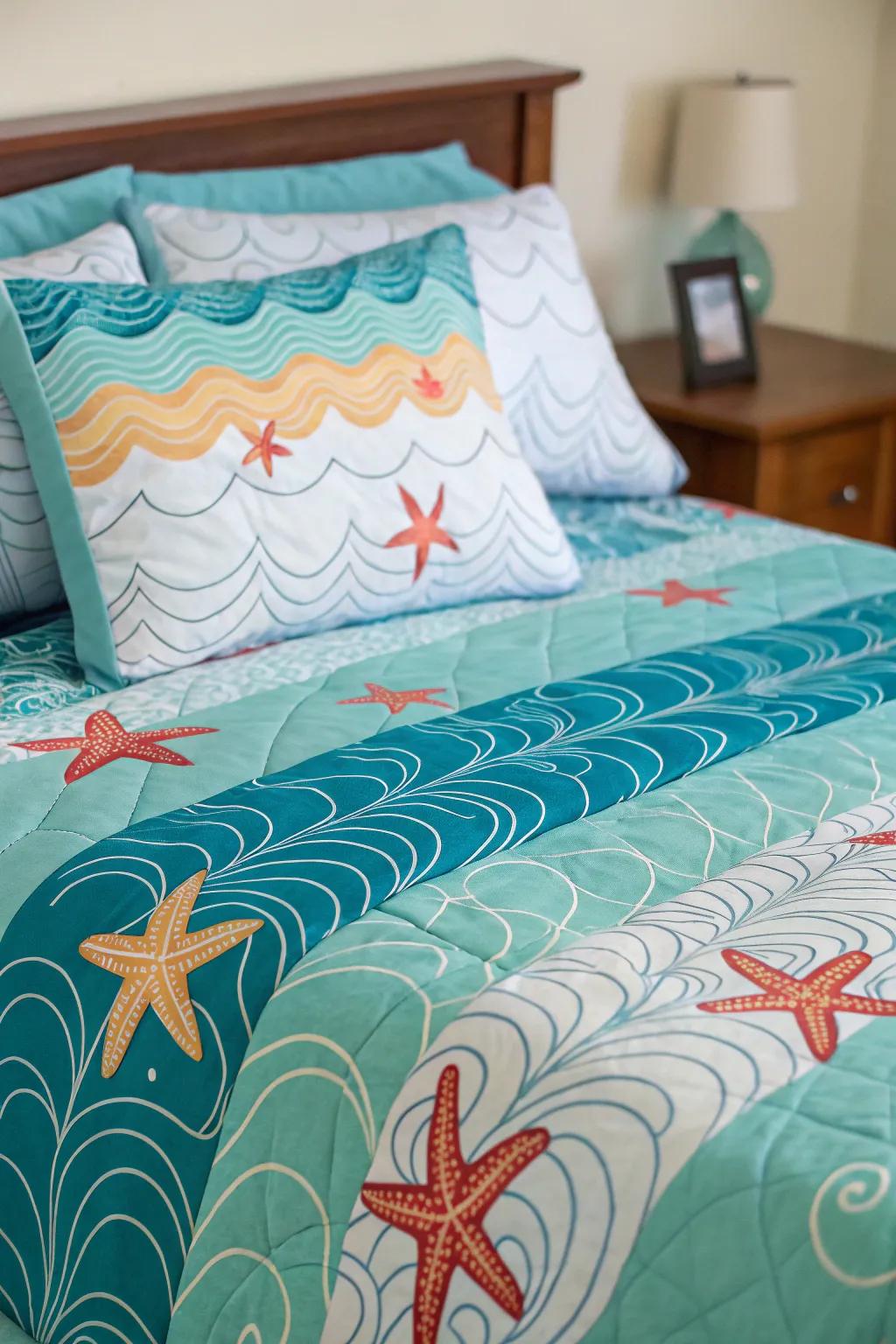 Bedding that encourages ocean dreams.