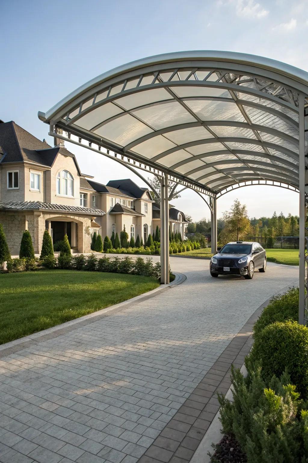 Arched designs bring elegance and sophistication to carport structures.